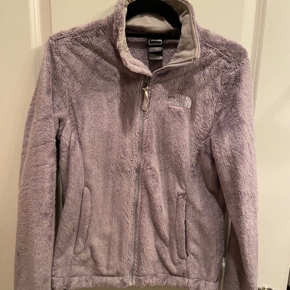 Grey north face fuzzy jacket